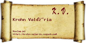 Krohn Valéria névjegykártya